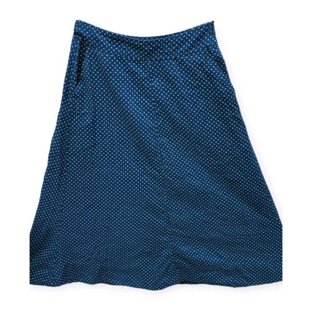 VANESSA VIRGINIA Anthropologie Blue Midi Polka Dot Corduroy Skirt Pockets 0 XS